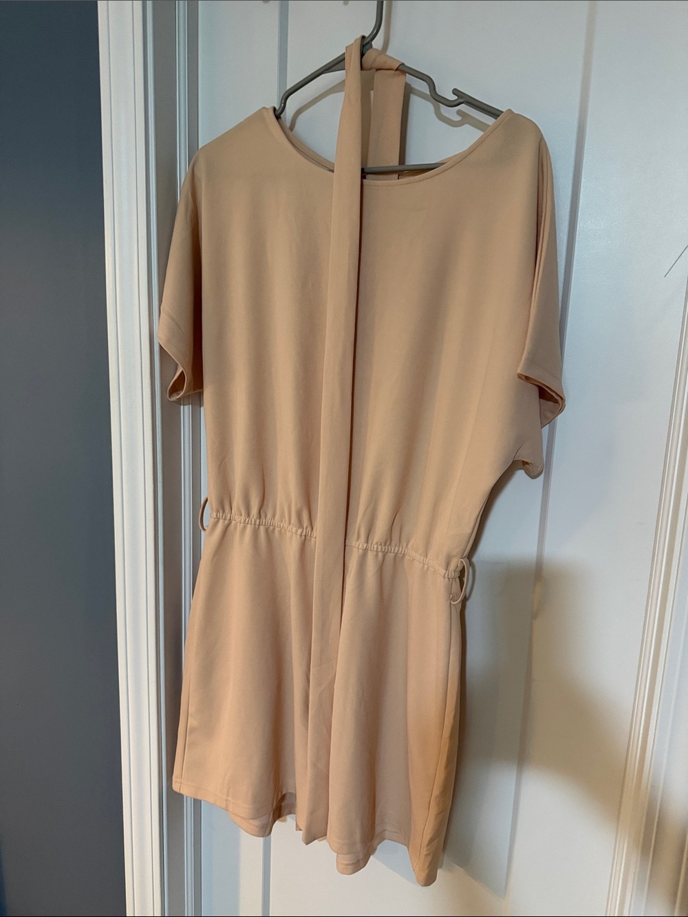 Neutral Beige Short Sleeve Romper